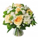 BOUQUET ROND ROSES PEACH AVALANCHE
