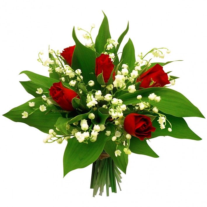 BOUQUET MUGUET ROUGE HIBISCUS FLEURS